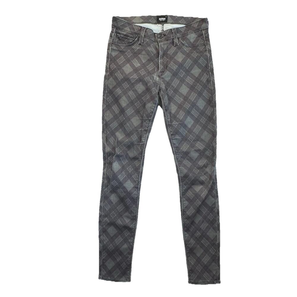Hudson Nico Midrise Super Skinny Jeans Size 27 Women's‎ Purple Plaid WM407TIP